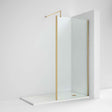 Nuie Outer Framed 8mm Glass Wetroom Screen 800mm Wide x 1850mm High with Support Bar - Brushed Brass - WRSCOBB80