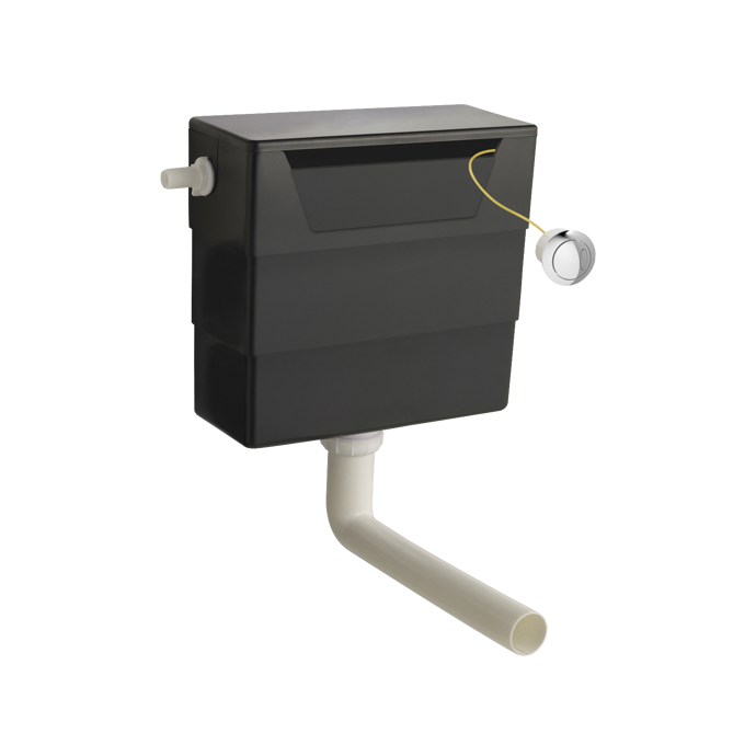 Nuie Toilet Front and Top Access Concealed Dual Flush Cistern with chrome button and durable construction