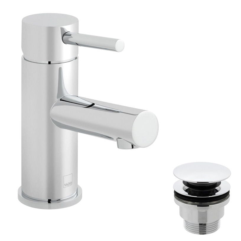 Vado Zoo Mono Basin Mixer Smooth Bodied Single Lever Deck Mounted with Universal Waste and Honeycomb Flow Regulator - Chrome - ZOO-100F/CC-C/P