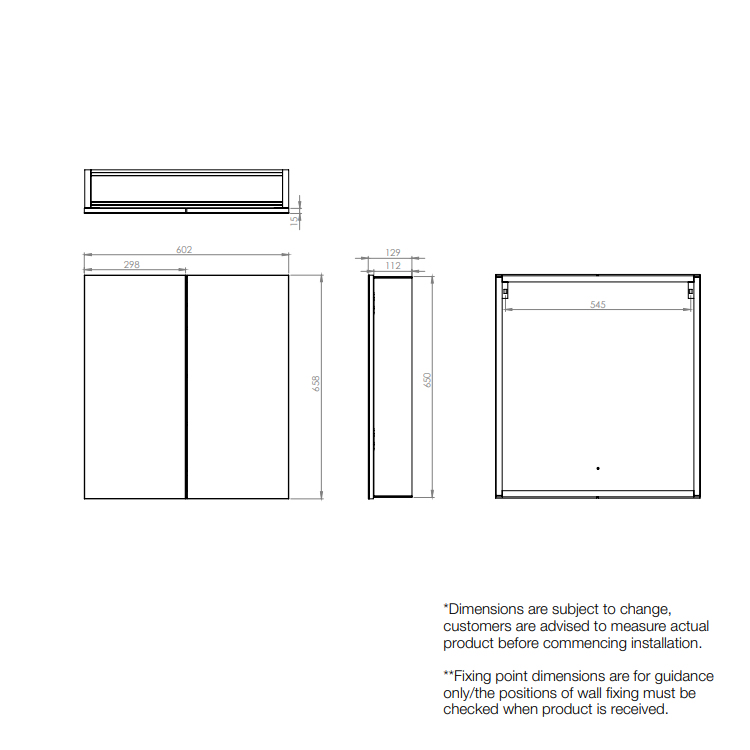 Tavistock Balance Double Door Aluminium Cabinet 600mm x 650mm - BA60AL - 600mmx658mmx129mm