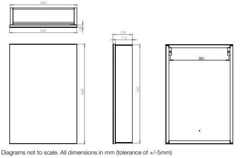 Tavistock Balance Single Door Aluminium Cabinet 440mm x 650mm - BA44AL - 440mmx658mmx129mm