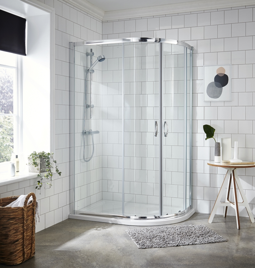 1200 x 900 mm Sliding Shower Cubicle 6 mm Glass Reversible Shower Enclosure Door with Side Panel