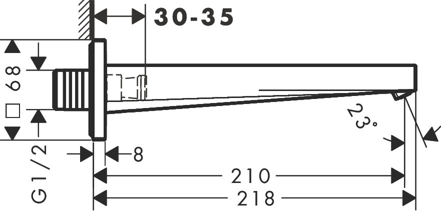 Hansgrohe Tecturis E Spout 210mm Long - Chrome - 73410000