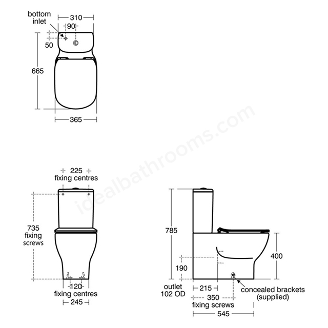 Ideal Standard Tesi White Close Coupled 6/4 Litre Dual Flush Cistern - T357001