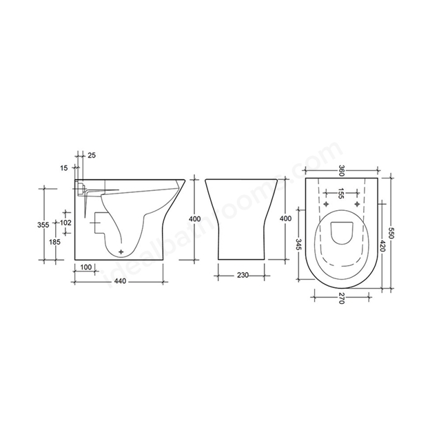 Oakham IVY Rimless Back to Wall Toilet Pan with Soft Close Seat - White