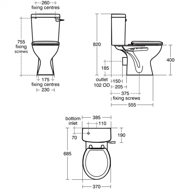 Ideal Standard Sandringham 21 White Close Coupled Toilet Cistern - E896801