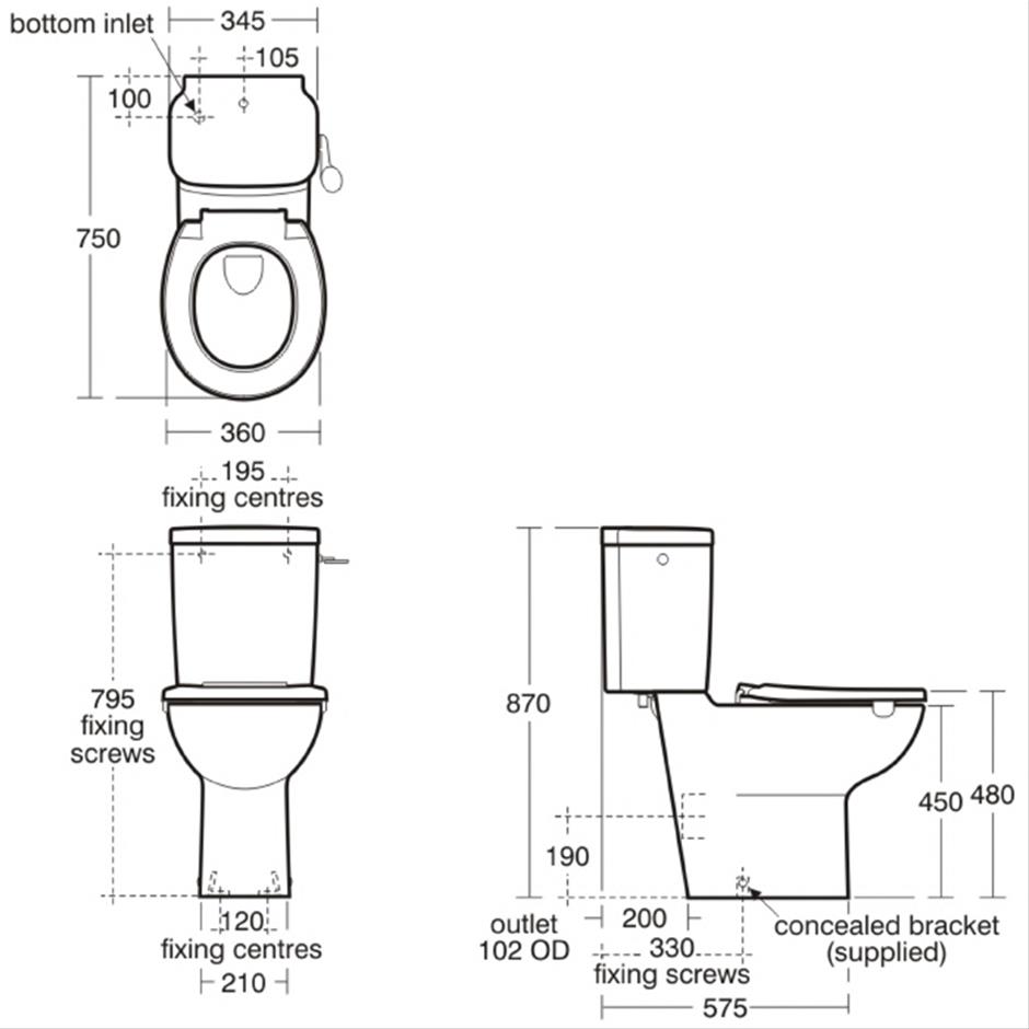 Armitage Shanks Contour 21 Raised Height Close Coupled Toilet Pan ONLY - White - S305401