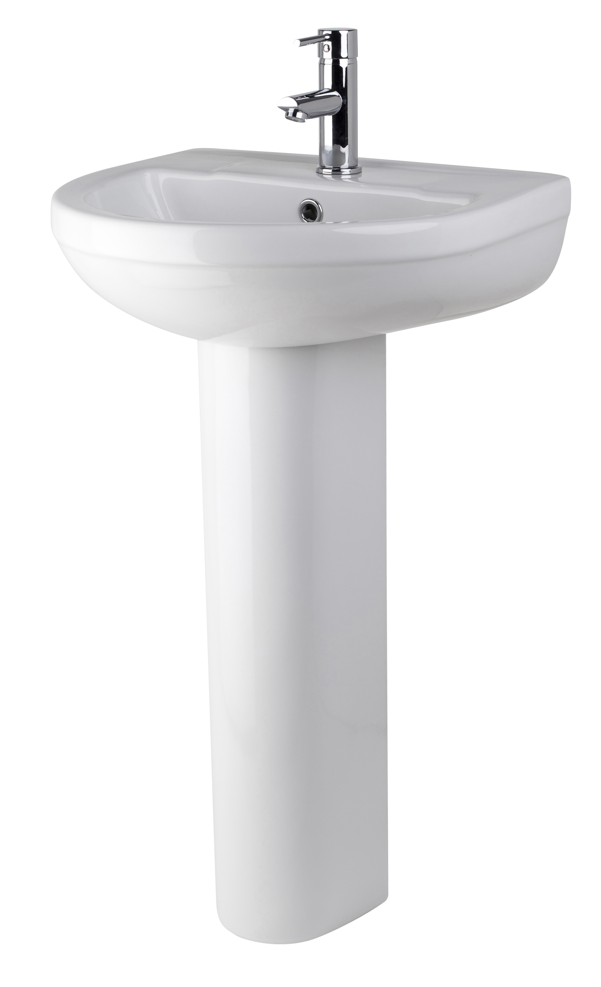 550mm White Nuie CLW003 Modern Bathroom 1 Tap Hole Sink Basin with Full Pedestal