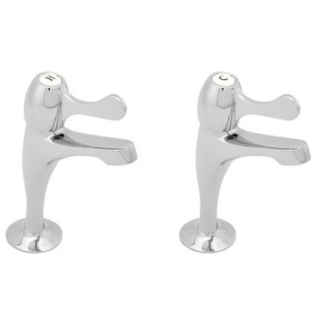 Deva Contract Kitchen Sink Pillar Taps, Lever Handles, Pair, Chrome - CNTL03 CNTL03
