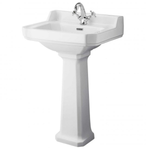 Hudson Reed Richmond 1 Tap Hole Basin with Full Pedestal 560mm Wide - White - CCR016 CCR016