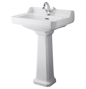 Hudson Reed Richmond 1 Tap Hole Basin with Full Pedestal 595mm Wide - White - CCR017 CCR017
