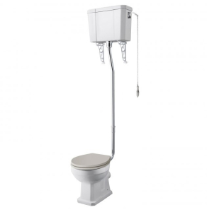 Hudson Reed Richmond High Level Toilet with Flush Pipe Kit and Pull Chain Cistern - Excluding Seat - White - CCR023 CCR023