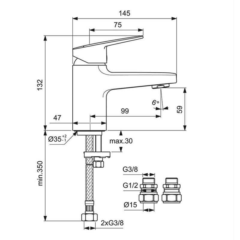 Ideal Standard Chrome Ceraplan Single Lever Mini Basin Mixer -  BD208AA