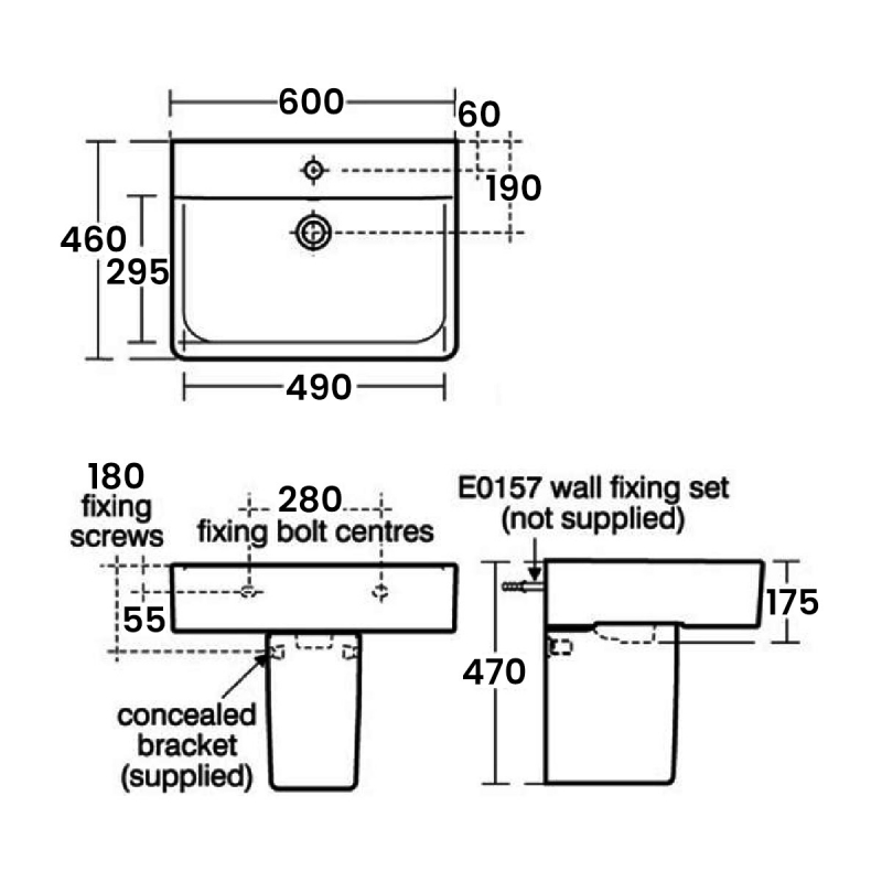 Ideal Standard Concept Cube 600mm White 1 Tap Hole Basin - E794301
