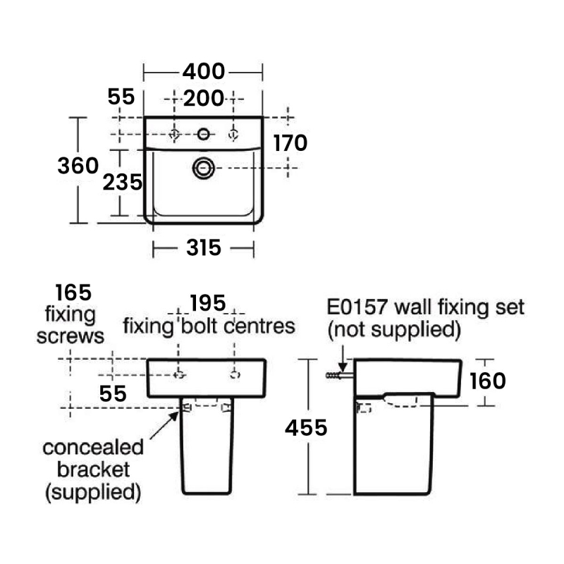 Ideal Standard Concept Cube White 400mm 1 Tap Hole Basin - E803101