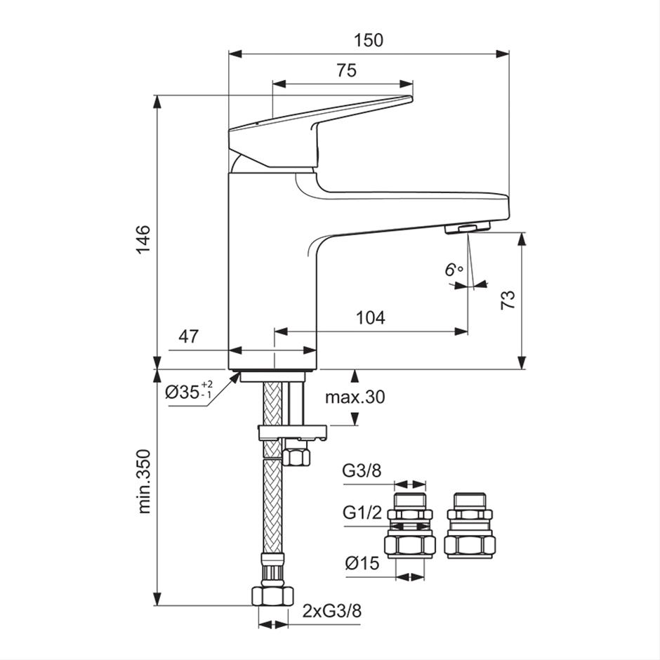 Ideal Standard Ceraplan Single Lever Basin Mixer - Chrome  - BD220AA