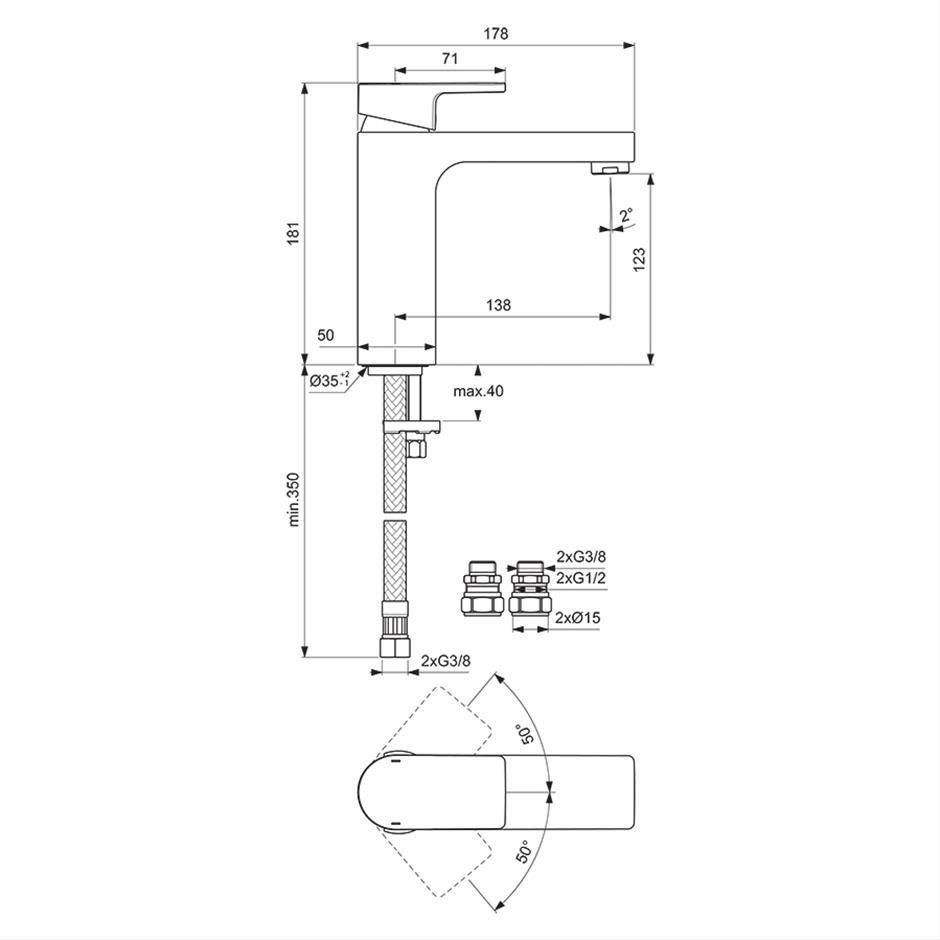 Ideal Standard Edge Single Lever 1 Hole Bath Filler - Chrome - A7579AA