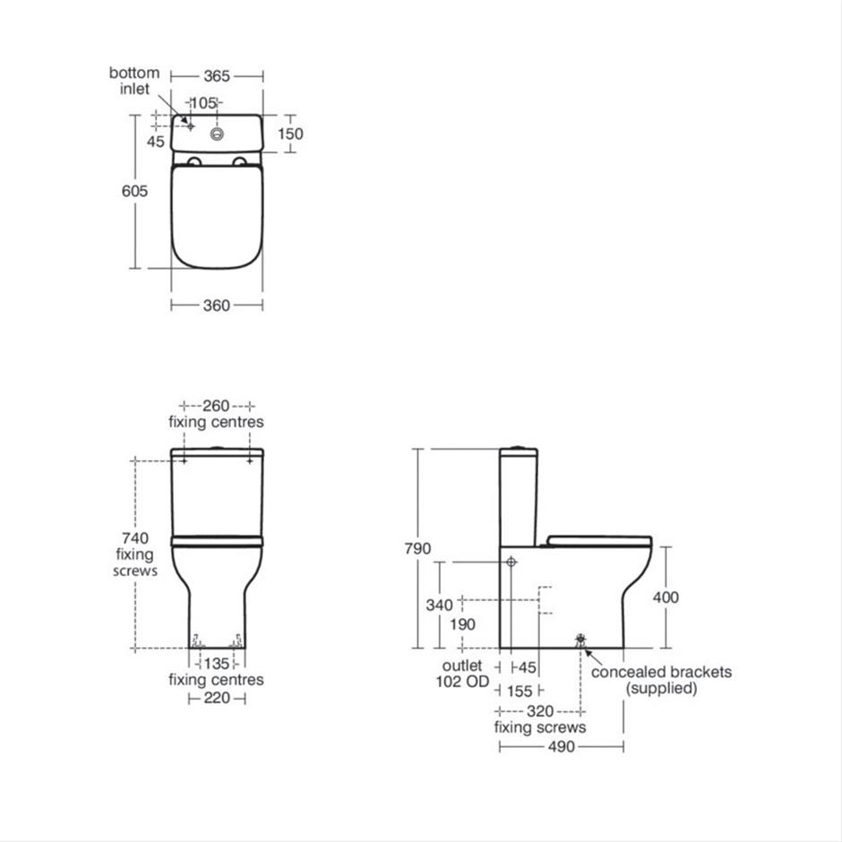 Ideal Standard i.life A Close Coupled Back To Wall Toilet Pan ONLY - White - E251001