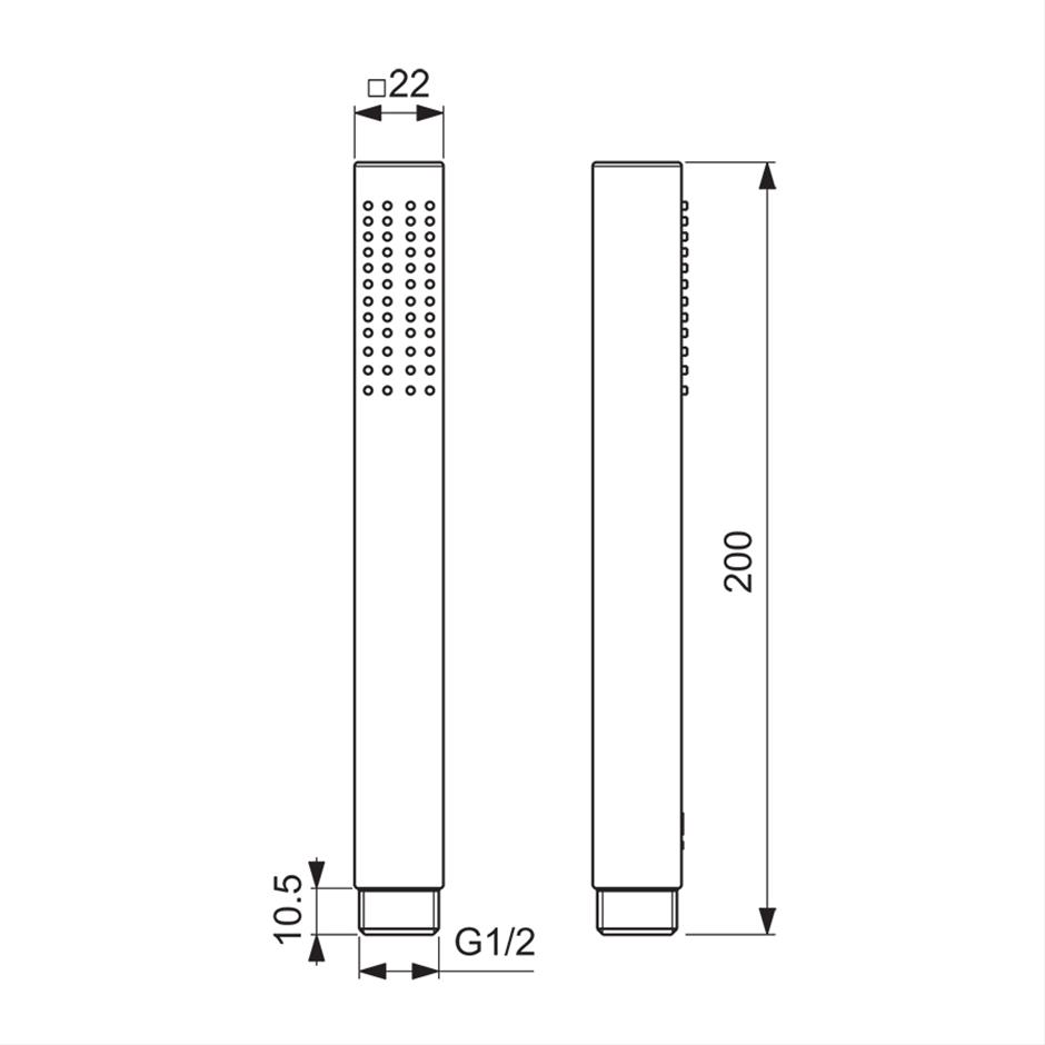 Ideal Standard Idealrain Single Function Square Stick Handspray - Chrome - BD320AA