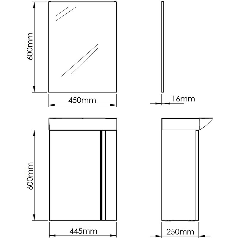 Royo Elegance Wall Hung Cloakroom Unit Pack - Gloss Grey - RO22915