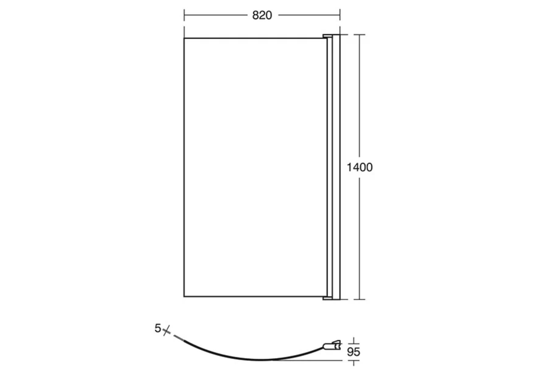 Ideal Standard Tempo Arc 1400mm High x 820mm Wide Shower Bath Screen with 5mm Glass - E2571EO