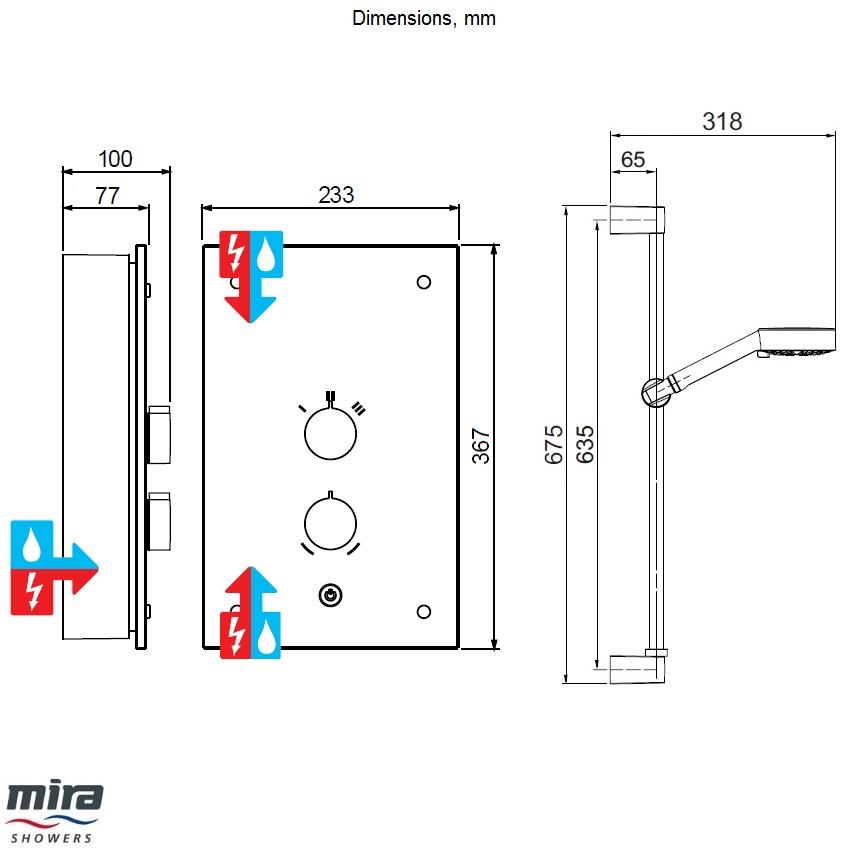 Mira Azora 9.8kW Electric Shower - Frosted Glass - 1.1634.011