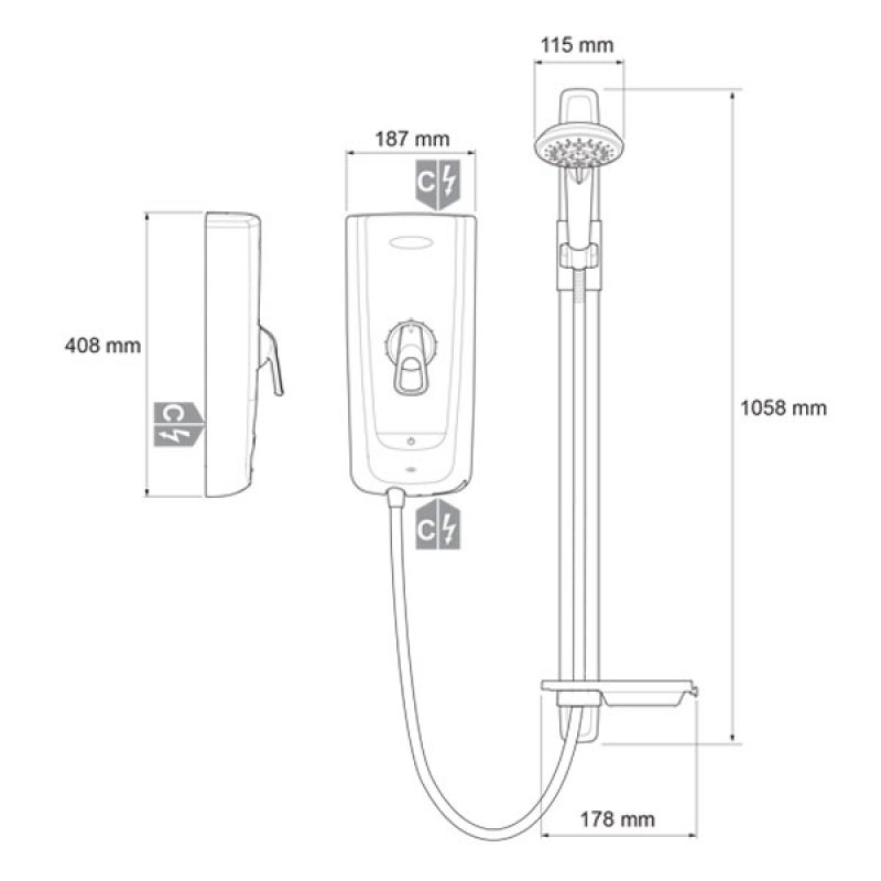 Mira Advance Flex 8.7KW Thermostatic Electric Shower - White - 1.1785.003