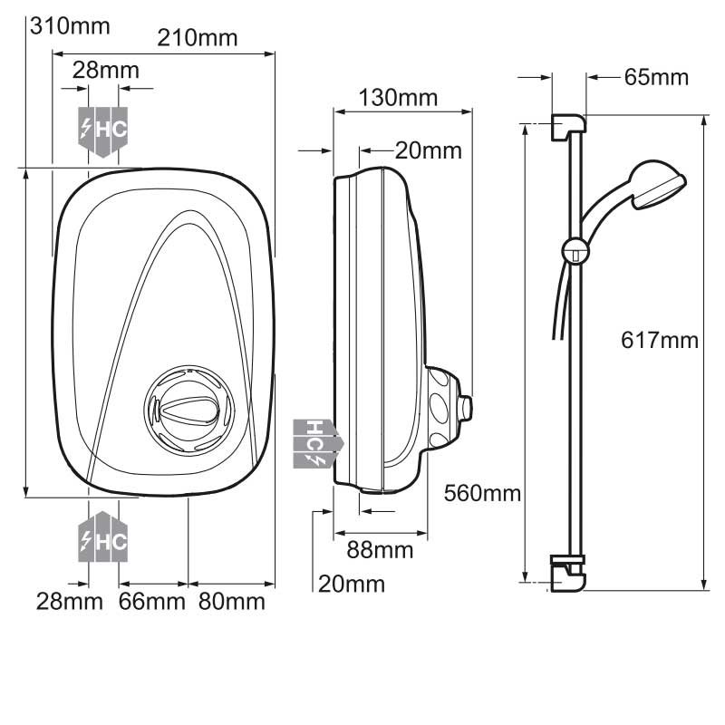 Mira Vigour Manual Power Shower - Chrome - 1.1532.354