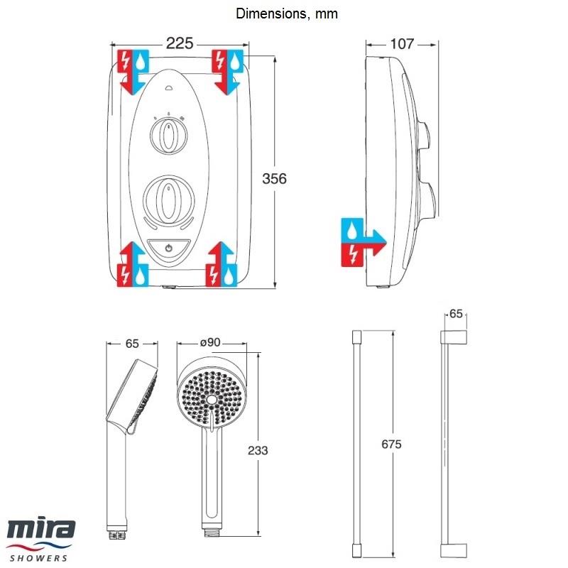 Mira Jump10.8KW MultiFit Electric Shower - White/Chrome - 1.1788.012 - 225mmx356mmx107mm