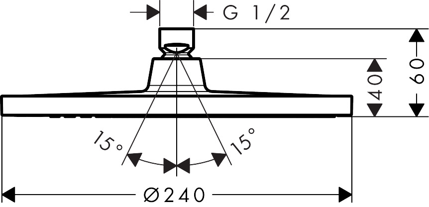 Hansgrohe Crometta S Overhead Shower 240 1jet - Matt Black - 26723670 - 240mmx60mmx240mm