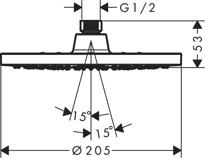 Hansgrohe Vernis Blend Overhead Shower 200 1jet - Matt Black - 26271670 - 205mmx53mmx205mm
