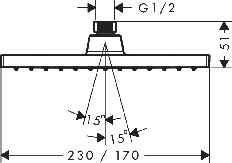 Hansgrohe Vernis Shape Overhead Shower 230 1jet - Matt Black - 26281670 - 230mmx57mmx170mm