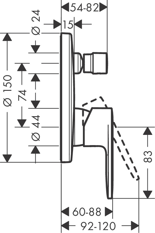 Hansgrohe Vernis Blend Single Lever Bath Mixer For Concealed Installation - Matt Black - 71466670