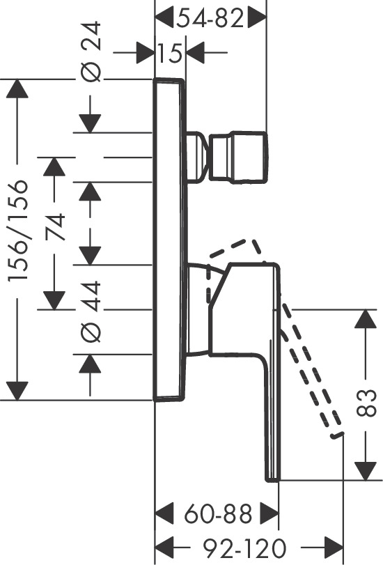 Hansgrohe Vernis Shape Single Lever Bath Mixer For Concealed Installation - Matt Black - 71468670