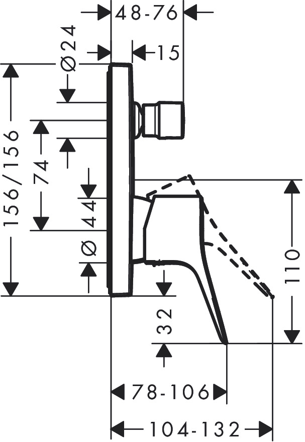 Hansgrohe Vivenis Single Lever Bath Mixer For Concealed Installation - Matt Black - 75415670
