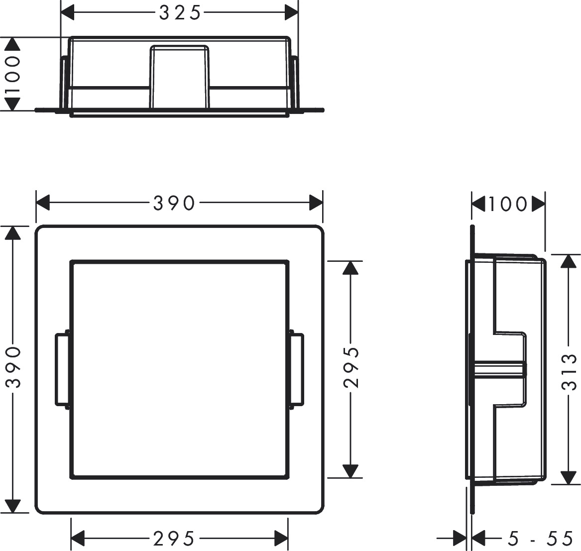 Hansgrohe XtraStoris Minimalistic Wall Niche Frameless 300/300/100 - Matt White - 56073700