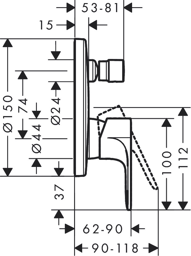 Hansgrohe Rebris E Single Lever Shower Mixer For Exposed Installation - Matt Black - 72468670