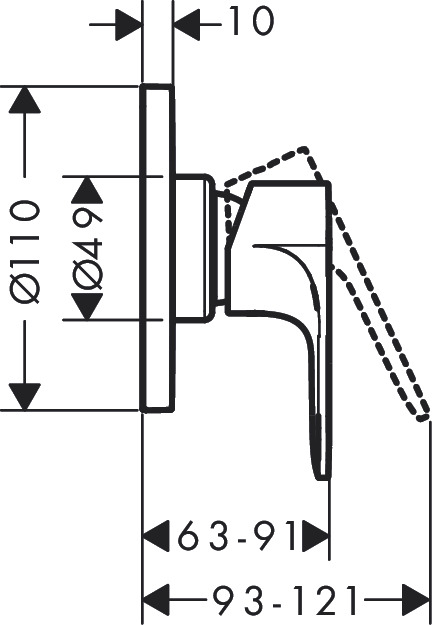 Hansgrohe Rebris E Single Lever Shower Mixer Set For Concealed Installation - Matt Black - 72658670