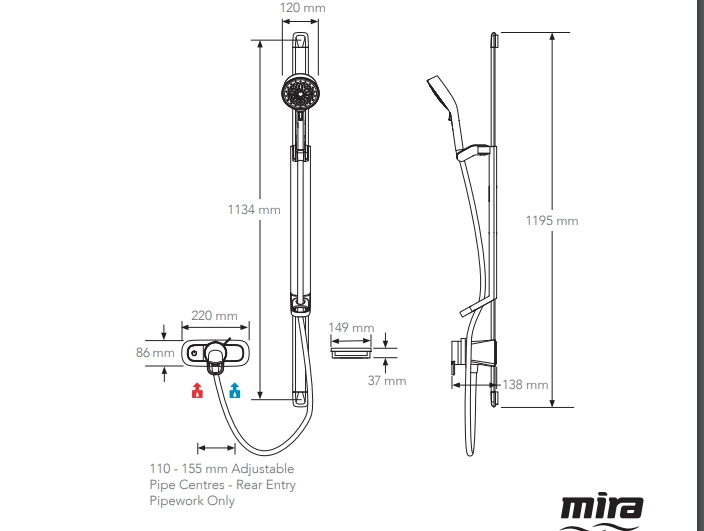 Mira Select Flex Exposed Mixer Shower - Chrome/White - 31999W