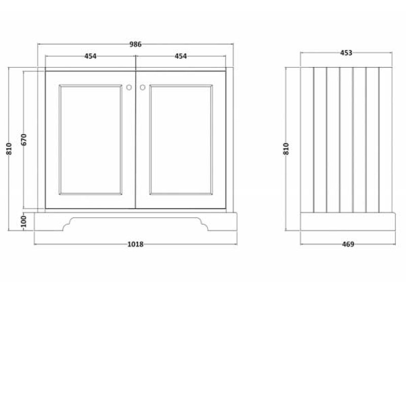Bayswater Floorstanding Vanity Unit 2 Doors 1000mm - Pointing White - BAYF160