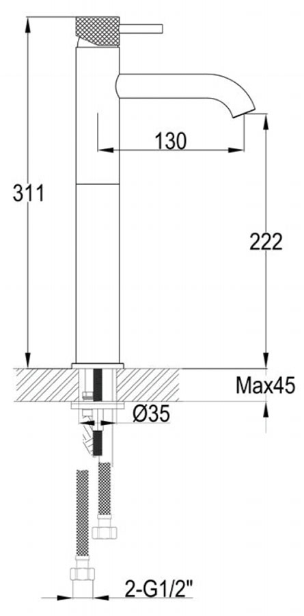 JTP Vos Tall Single Lever Matt Black Basin Mixer with Designer Handle - DH28009AMB