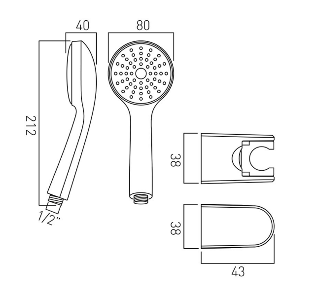 Vado Eris Round Single Function Mini Shower Kit With 150Cm Shower Hose And Bracket - Chrome - Eri-Sfmk-C/P