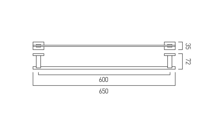 Vado Level Towel Rail 650Mm (26'') - Chrome - Lev-184-C/P - 650mmx35mmx72mm
