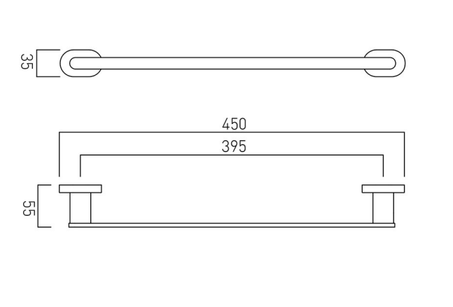 Vado Life Towel Rail 450Mm (18'') - Chrome - Lif-184-45-C/P