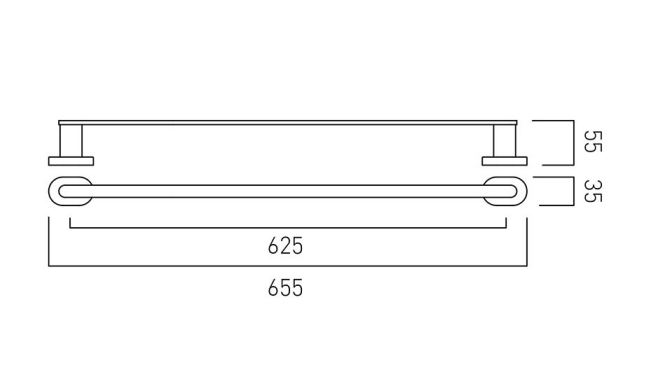 Vado Life Towel Rail 655Mm (26'') - Chrome - Lif-184-C/P - 655mmx35mmx55mm