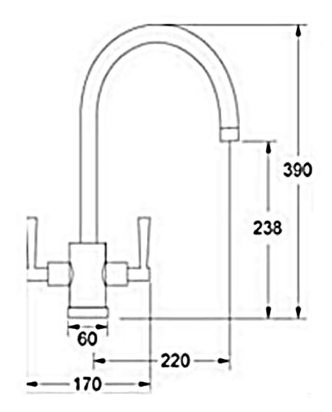 JTP Newbury Dual Lever Brushed Brass Kitchen Sink Mixer - BBRN182 - 170mmx390mmx220mm