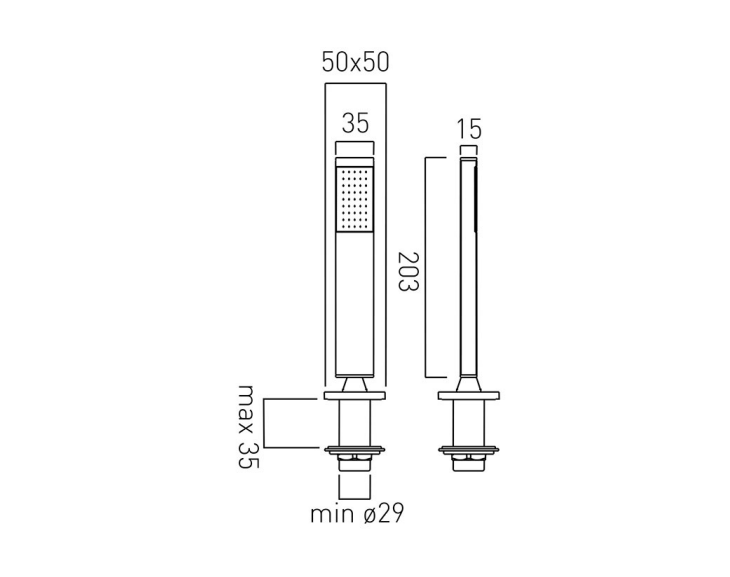 Vado Notion Single Function Deck Mounted Shower Kit - Chrome - Not-Deckkit-C/P - 35mmx203mmx15mm