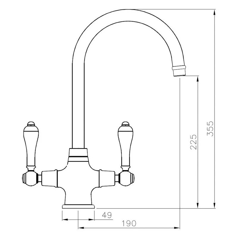 Abode Ludlow Monobloc Brushed Nickel Dual Lever Kitchen Mixer Tap - AT1216 - 355mmx190mm
