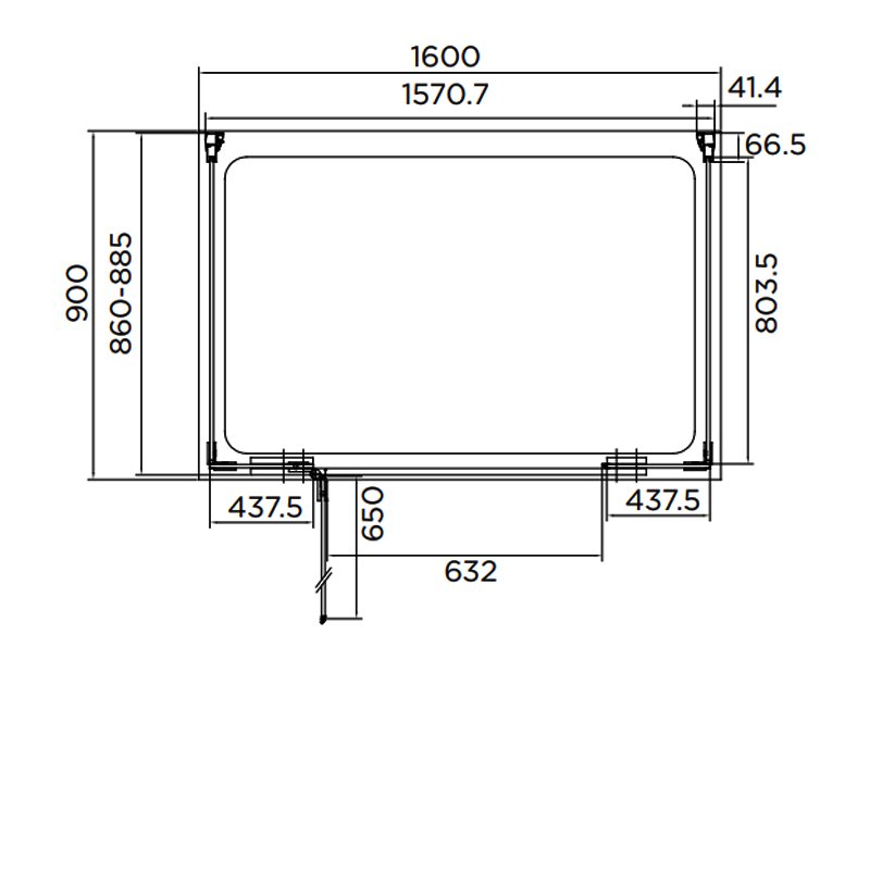 Aquadart 8mm Glass 3 Sided Inline Hinged Shower Enclosure 1600mm x 900mm - Clear - AQ1038