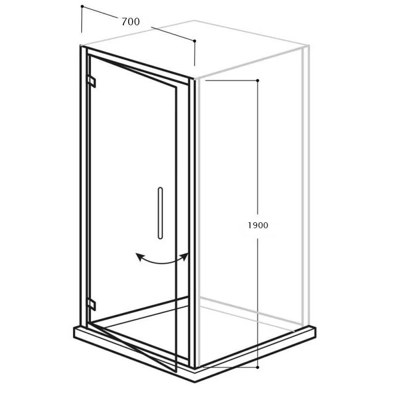 Aquadart 6mm Glass Venturi 6 Pivot 700mm Wide Shower Door - Clear - AQ9310S - 700mmx1900mm